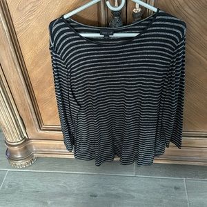 Black and grey striped long sleeve tunic